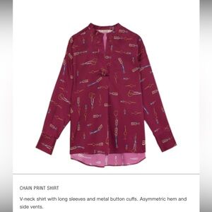 Zara maroon satin chain print blouse